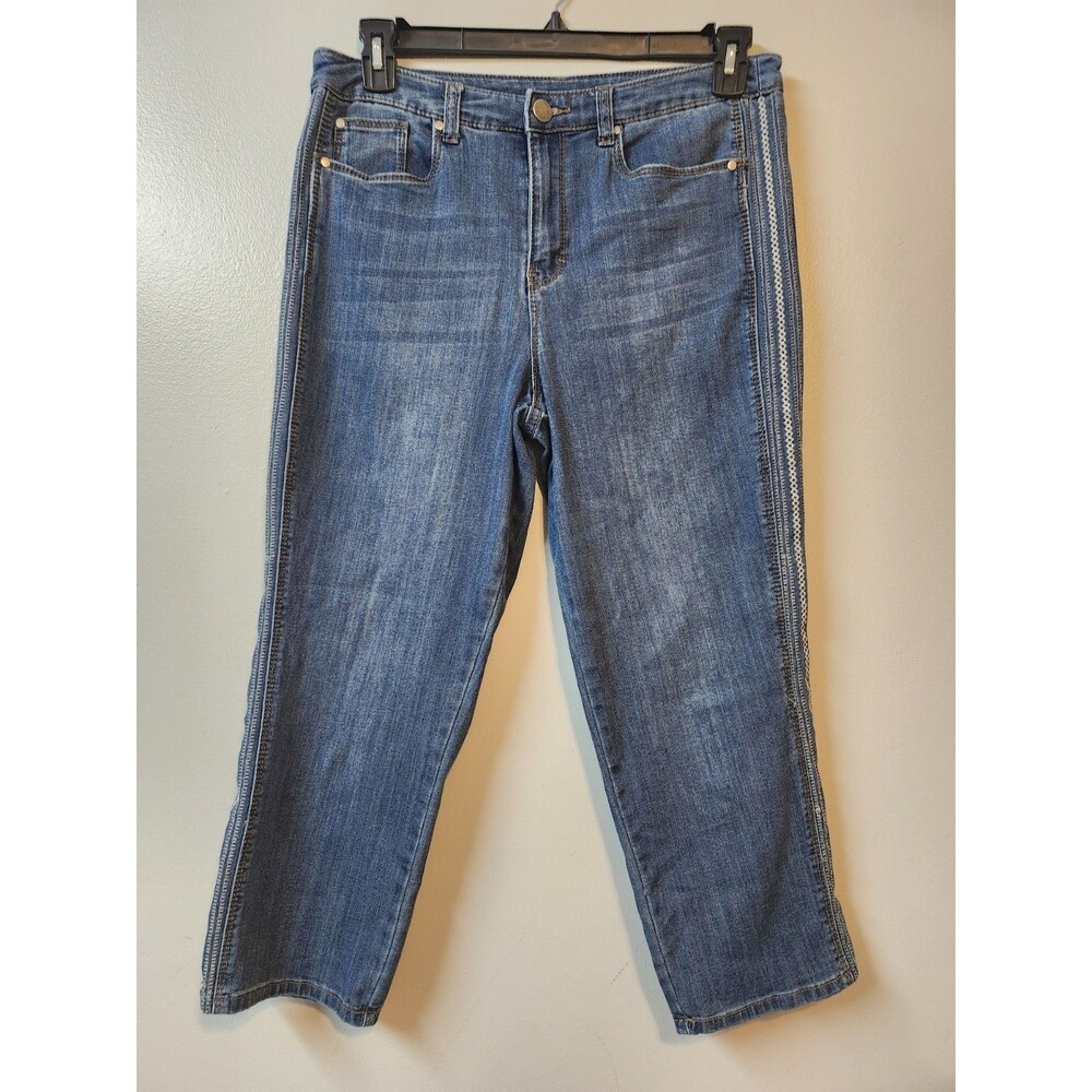 Christopher Banks Jean Embroidered Cropped Pants Capris Size 8